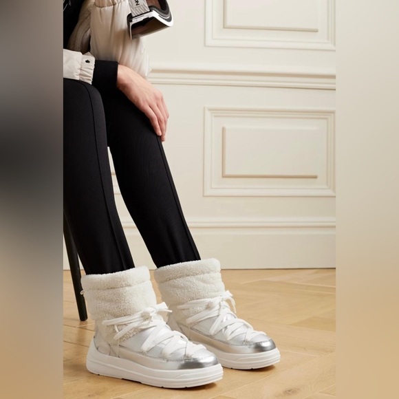 MONCLER Insolux M Rubber Trimmed Fleece Metallic and Leather Snow Boots - NWT - Picture 2 of 14